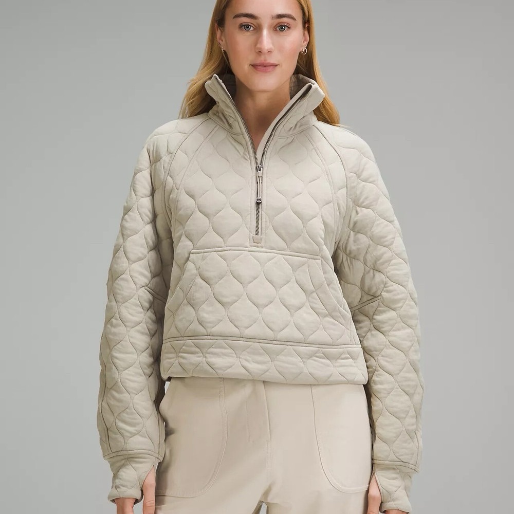 Lululemon Athletica Cream Puffer Jacket Quilted Design